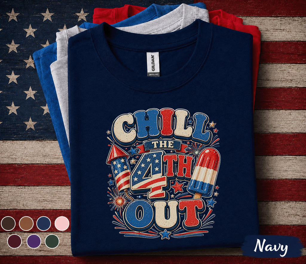 Chill The 4th Out Shirt, Funny 4th of July Popsicle Tee, Patriotic Independence Day Shirt, Red White Blue Summer Holiday Top Forth of July
