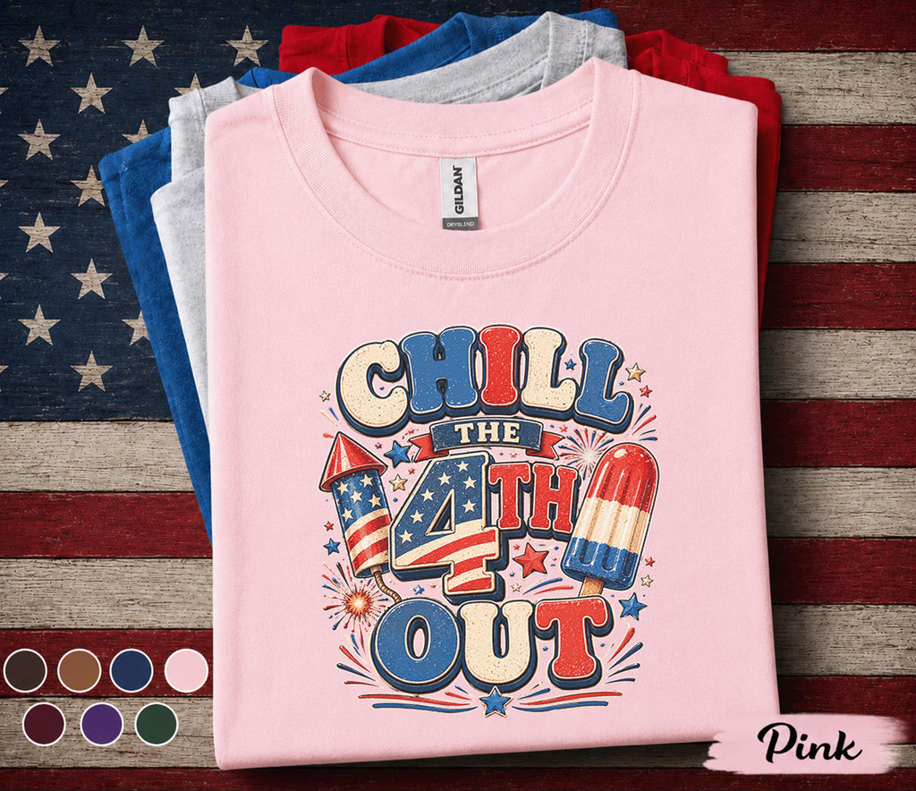 Chill The 4th Out Shirt, Funny 4th of July Popsicle Tee, Patriotic Independence Day Shirt, Red White Blue Summer Holiday Top Forth of July