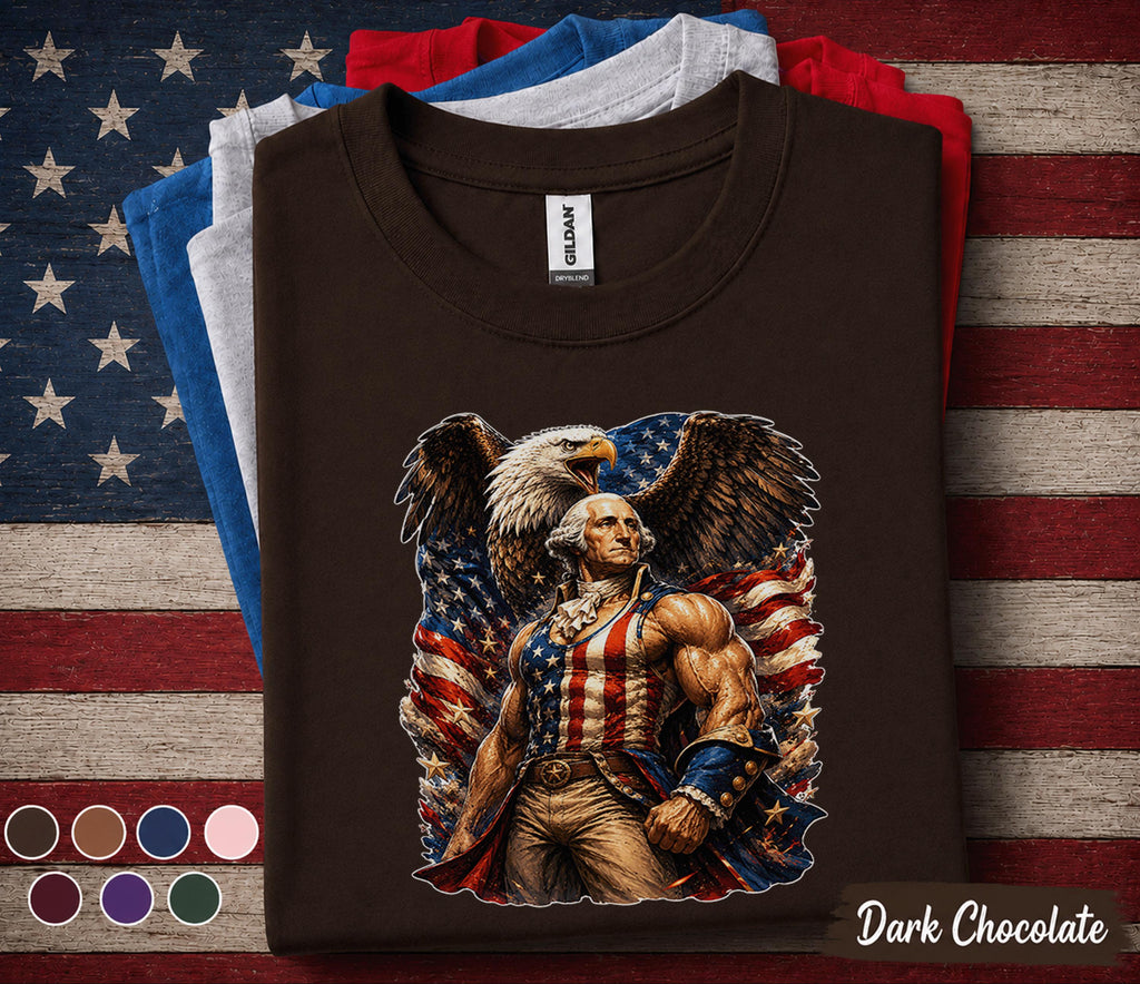 George Washington Patriotic Shirt, 4th of July Eagle Tee, American Flag Independence Day Shirt, USA Freedom Tee Forth of July GYM