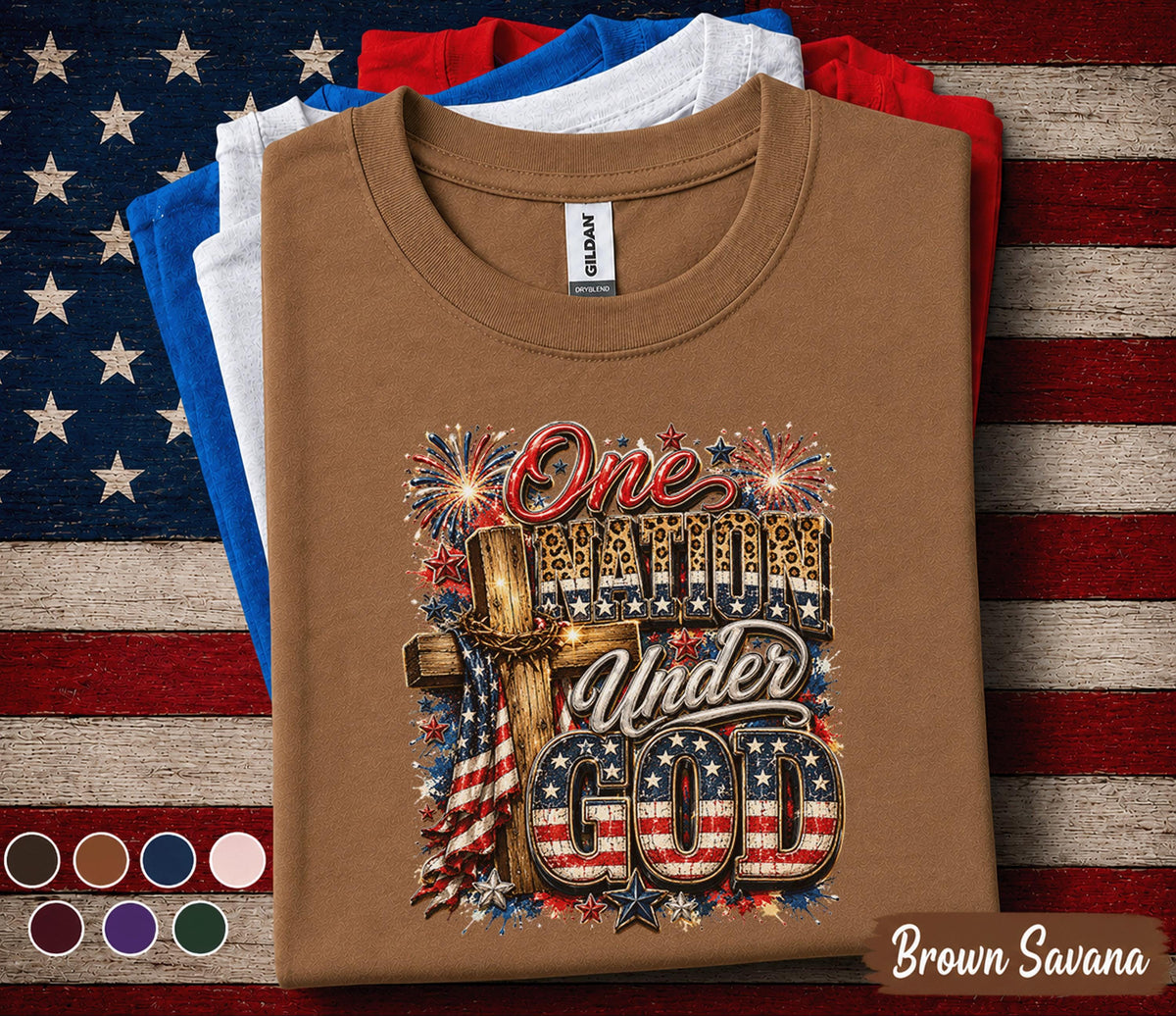 One Nation Under God Shirt, Christian Patriotic 4th of July Tee, Faith Based Independence Day Shirt, America Freedom Gift Forth of July