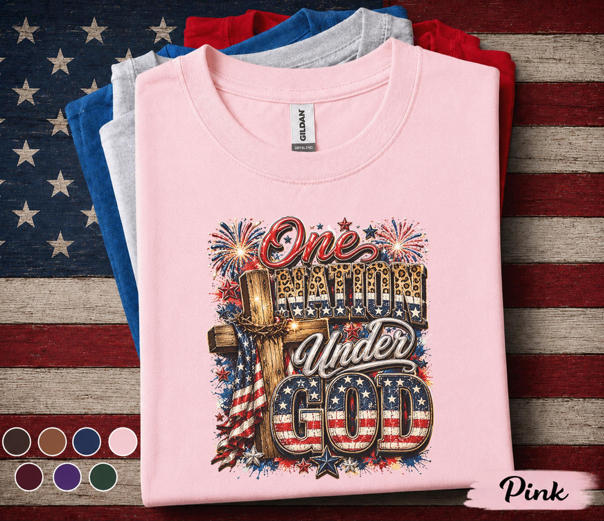 One Nation Under God Shirt, Christian Patriotic 4th of July Tee, Faith Based Independence Day Shirt, America Freedom Gift Forth of July