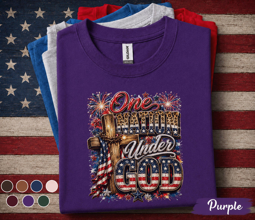 One Nation Under God Shirt, Christian Patriotic 4th of July Tee, Faith Based Independence Day Shirt, America Freedom Gift Forth of July