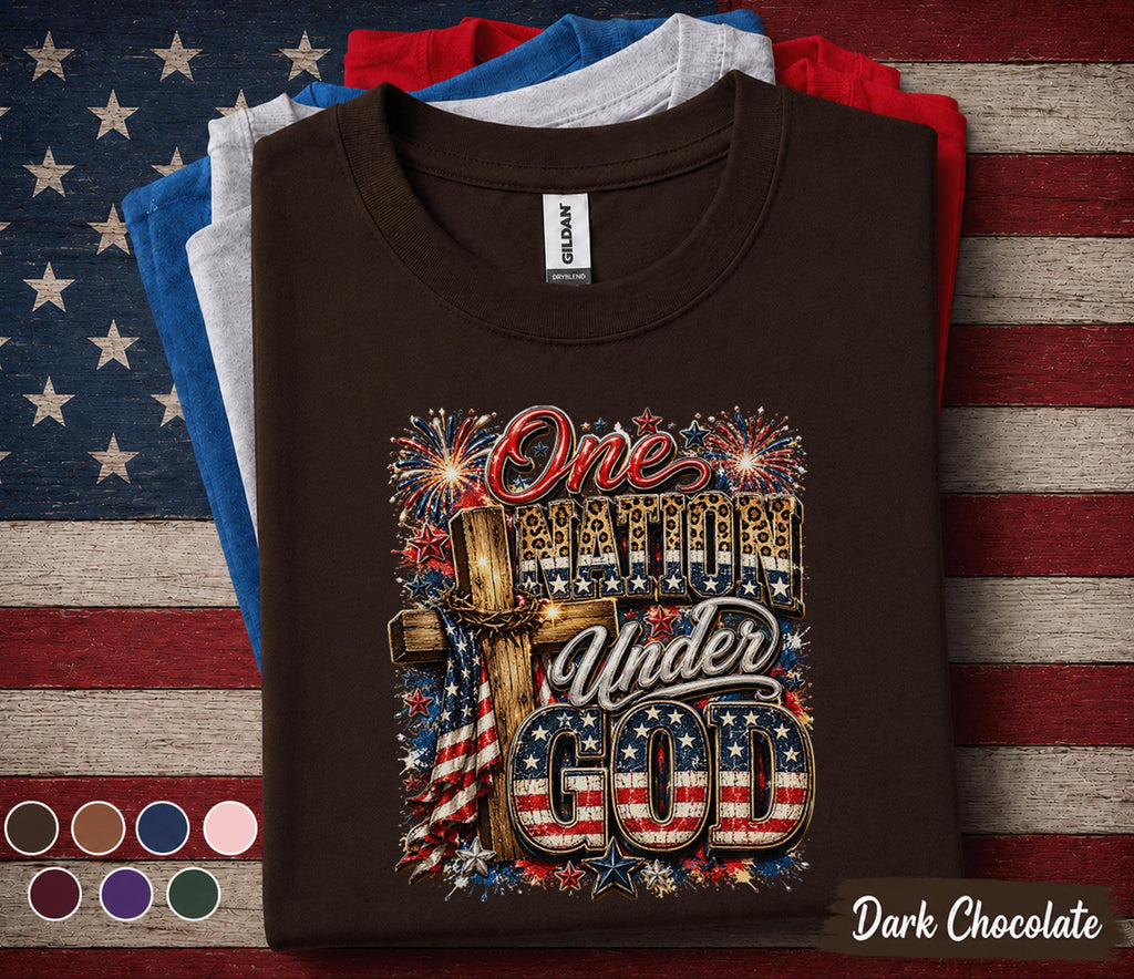 One Nation Under God Shirt, Christian Patriotic 4th of July Tee, Faith Based Independence Day Shirt, America Freedom Gift Forth of July