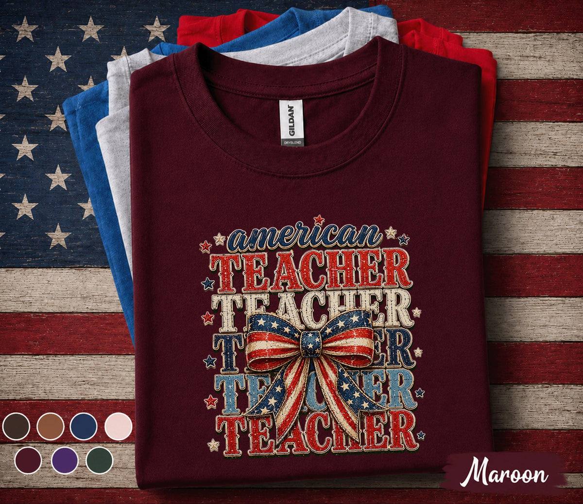 American Teacher Shirt, Patriotic Teacher 4th of July Tee, USA Teacher Appreciation Shirt, Independence Day Teacher Gift Forth of July