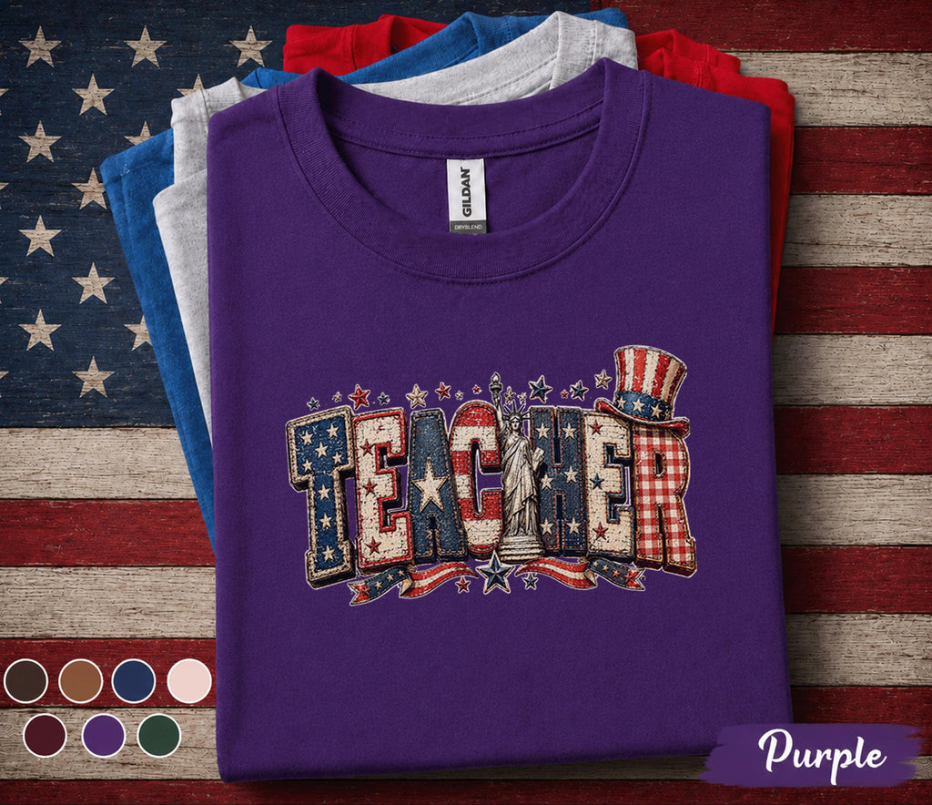 Patriotic Teacher Shirt, 4th of July Teacher Tee, USA Flag Teacher Gift, Independence Day Educator Top, America Pride Shirt Forth of July