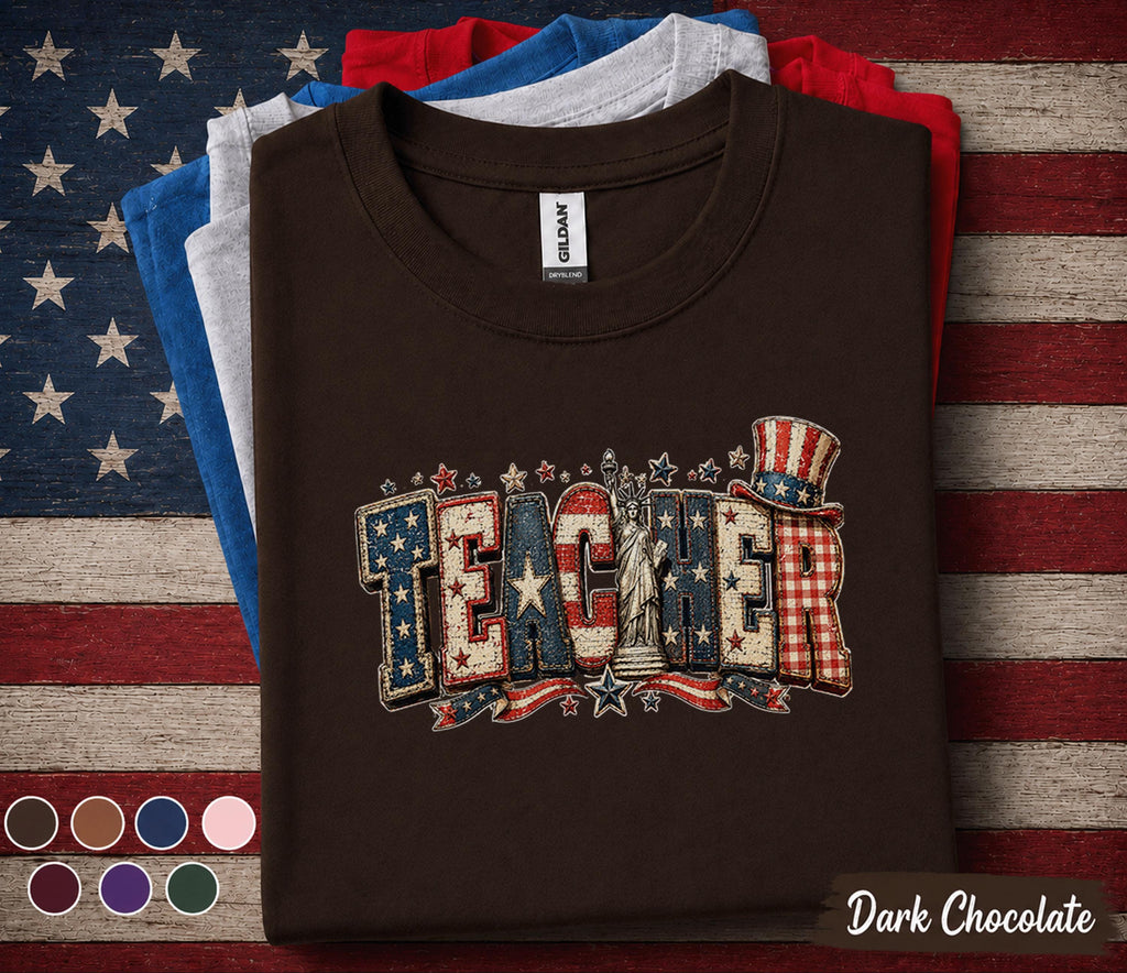 Patriotic Teacher Shirt, 4th of July Teacher Tee, USA Flag Teacher Gift, Independence Day Educator Top, America Pride Shirt Forth of July