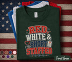 Red White and Short Staffed Nurse Shirt, Patriotic Healthcare Worker Tee, 4th of July Nurse Gift, USA Medical Staff Forth of July