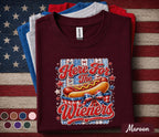 Here For The Wieners Shirt, Funny 4th of July Hot Dog Tee, Patriotic BBQ Party Shirt, Red White Blue Independence Day Top Forth of July