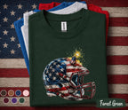 Patriotic Football Helmet Shirt, 4th of July Football Tee, American Flag Helmet Shirt, USA Football Fan Gift, Forth of July Football