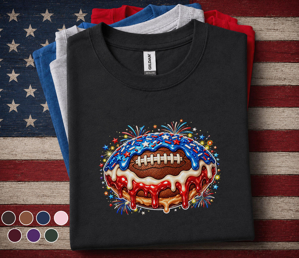 Patriotic Football Drip Shirt, 4th of July Football Fan Tee
