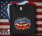 Patriotic Football Drip Shirt, 4th of July Football Fan Tee