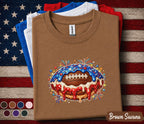 Patriotic Football Drip Shirt, 4th of July Football Fan Tee, American Flag Football Dessert Shirt, USA Sports Lover Gift Top Forth of July