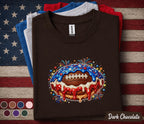 Patriotic Football Drip Shirt, 4th of July Football Fan Tee, American Flag Football Dessert Shirt, USA Sports Lover Gift Top Forth of July