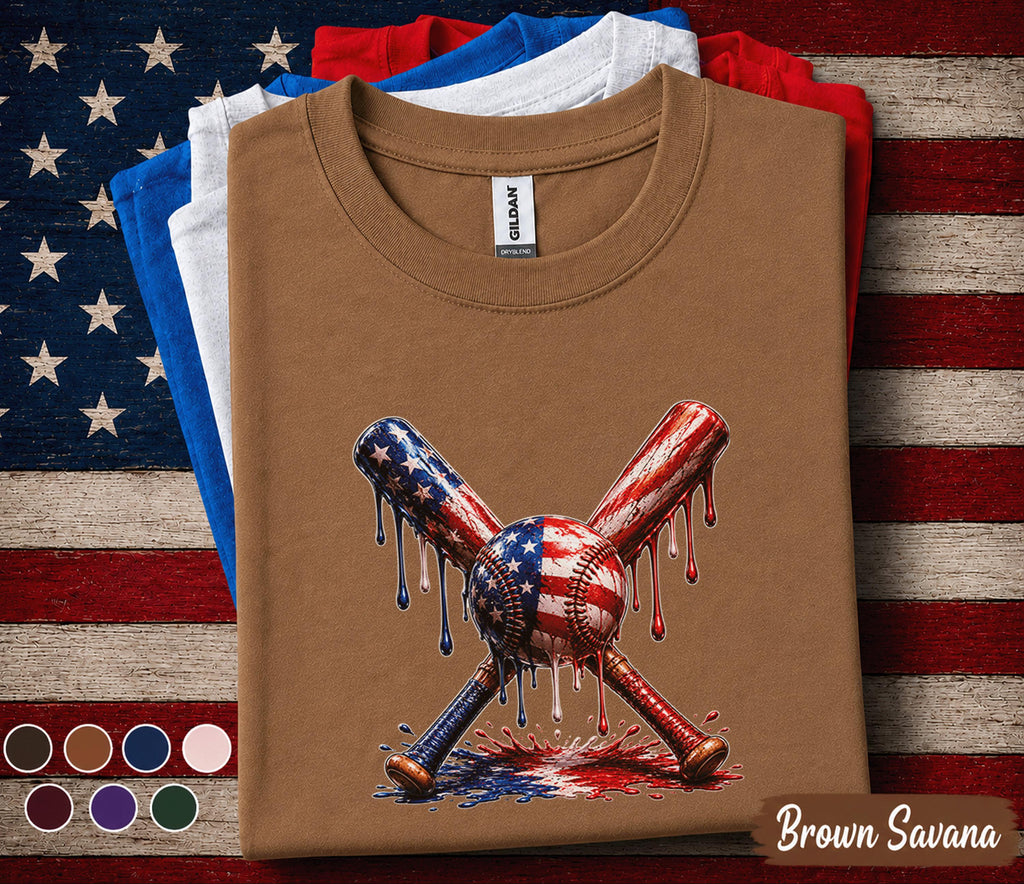 Patriotic Baseball Shirt, Forth of July Kids Youth Boy American Flag Baseball Drip Tee, 4th of July Baseball Shirt, USA Baseball Player Gift