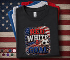 Red White And Goal Soccer Shirt, Patriotic 4th Of July Soccer Tee