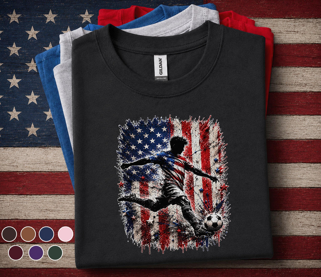 Patriotic Soccer Player Shirt, 4th Of July Soccer Tee