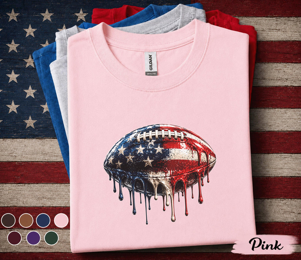 Patriotic Football Shirt, Kids Youth Boy 4th Of July Football Tee American Flag Football Shirt, USA Sport Fan Independence Day Forth of July