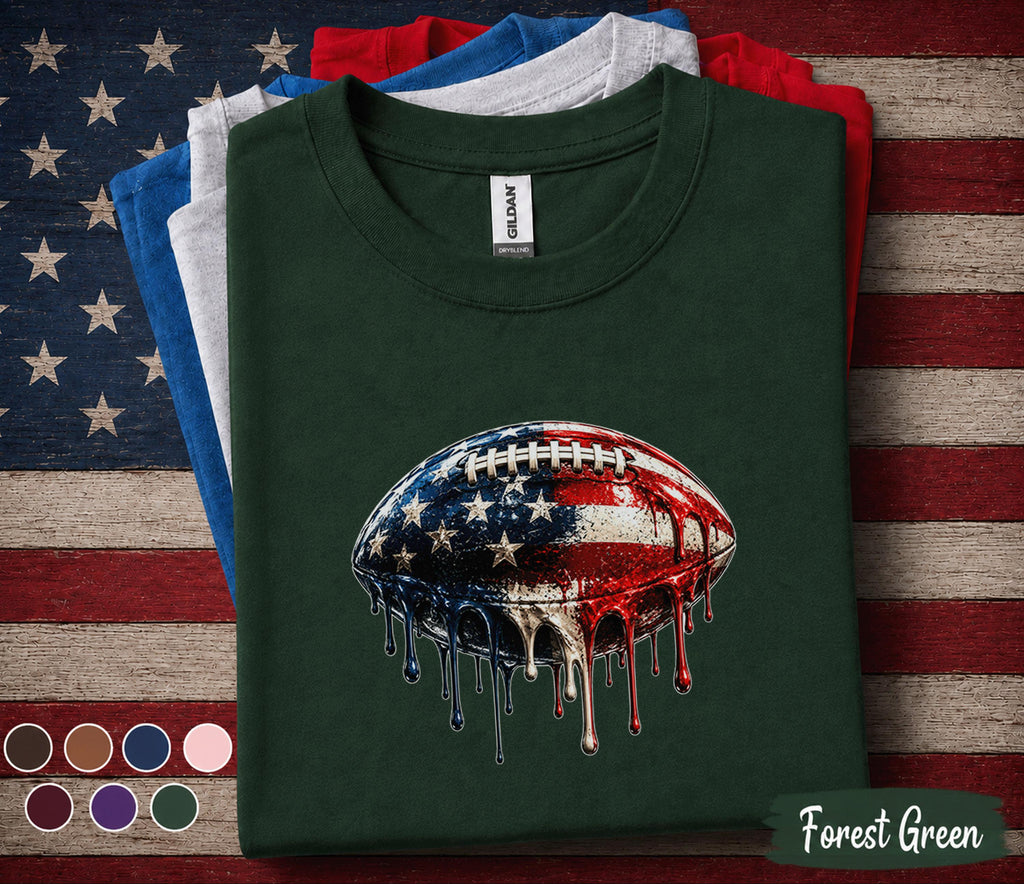 Patriotic Football Shirt, Kids Youth Boy 4th Of July Football Tee American Flag Football Shirt, USA Sport Fan Independence Day Forth of July
