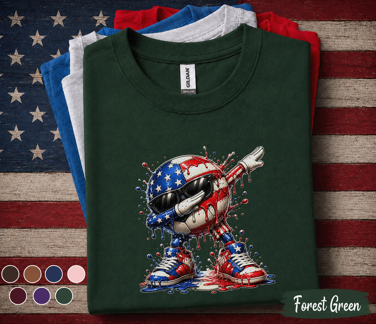 Patriotic Dabbing Soccer Shirt, 4th Of July Soccer Tee, American Flag Soccer Player Shirt, USA Independence Day Sports Top Forth of July