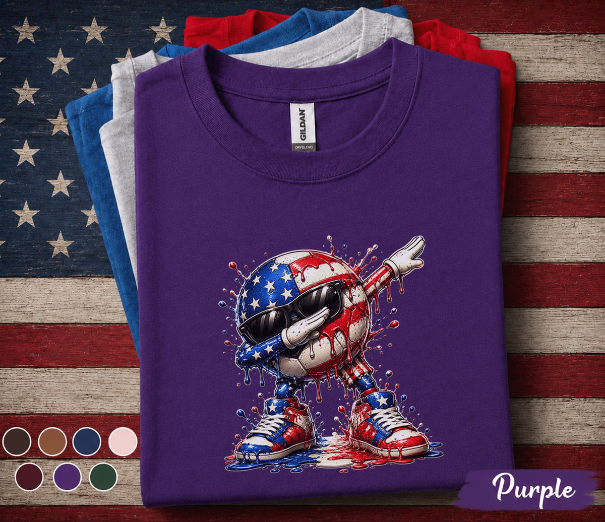 Patriotic Dabbing Soccer Shirt, 4th Of July Soccer Tee, American Flag Soccer Player Shirt, USA Independence Day Sports Top Forth of July