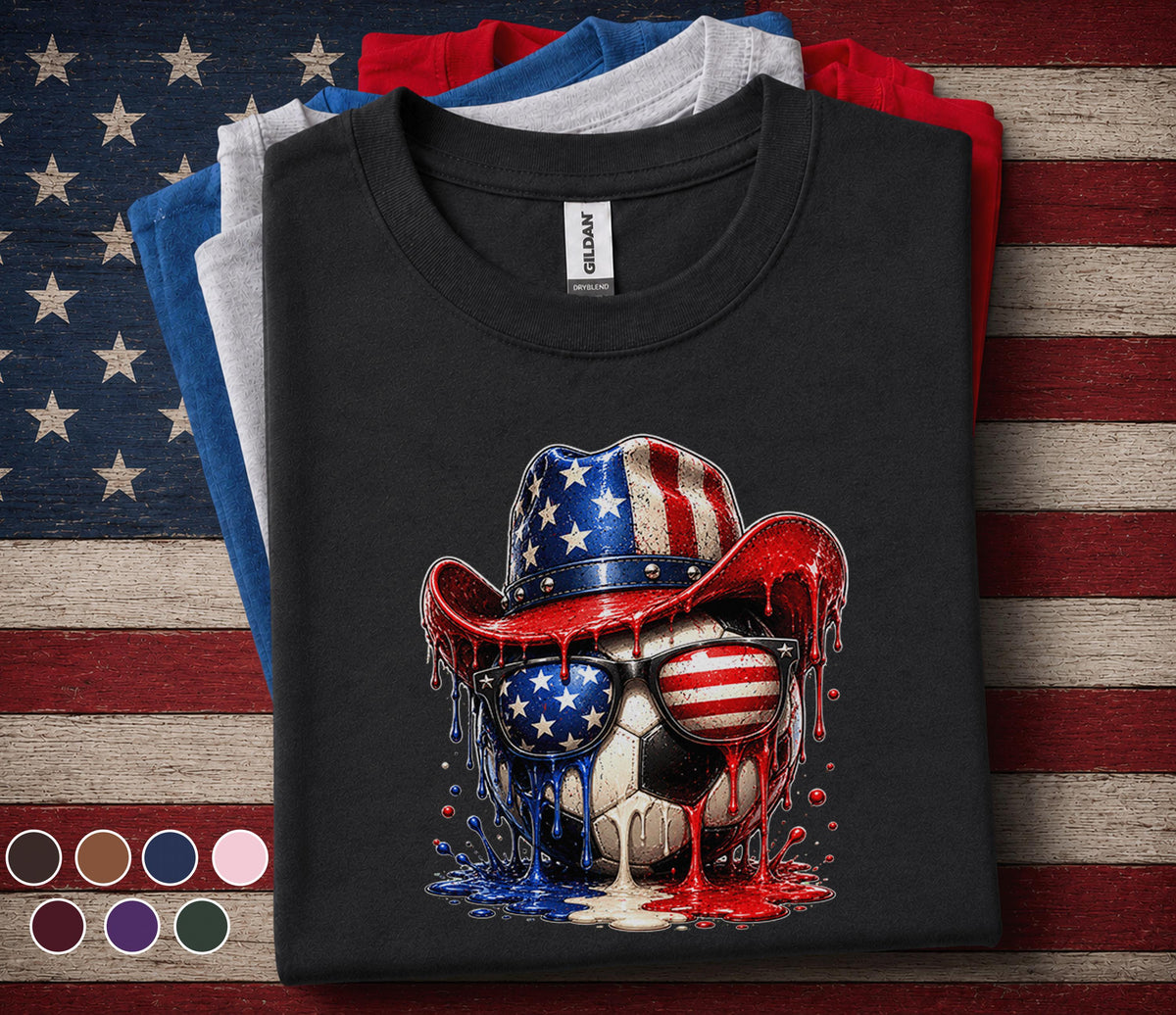 Patriotic Soccer Cowboy Shirt, 4th Of July Soccer Tee