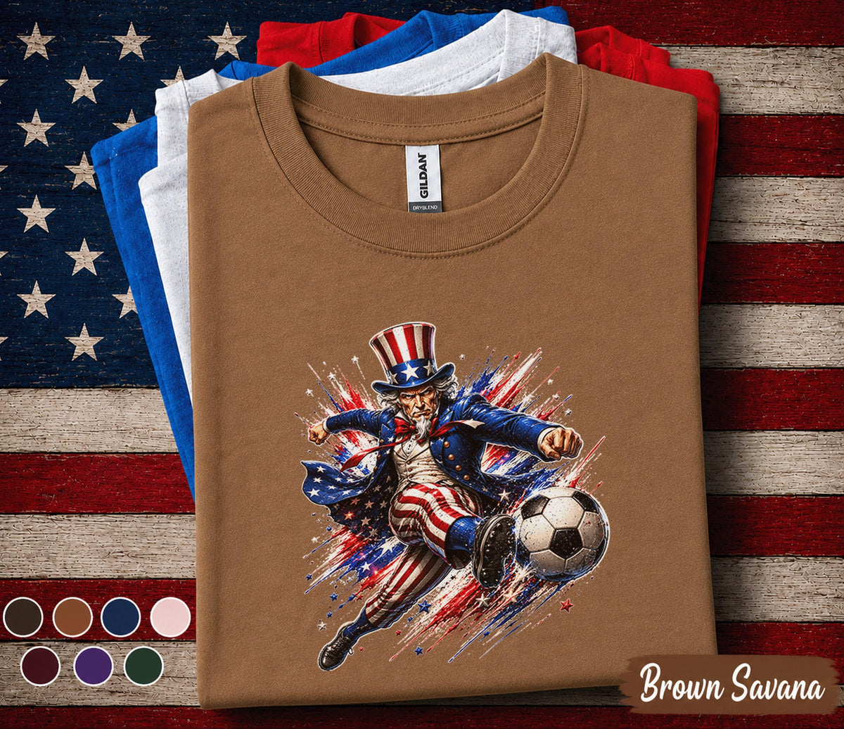 Uncle Sam Soccer Shirt, Patriotic Soccer Player Tee, 4th Of July Soccer Fan Shirt, American Flag Independence Day Sports Top Forth of July