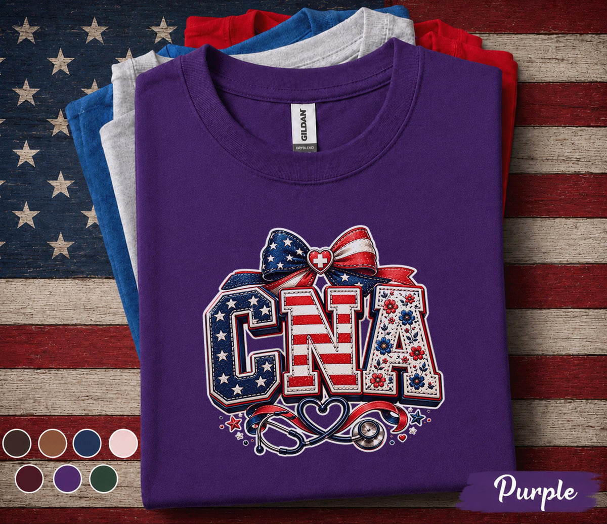 CNA Patriotic Nurse Shirt, Certified Nursing Assistant 4th Of July Tee, American Flag Healthcare Worker Independence Day Gift Forth of July