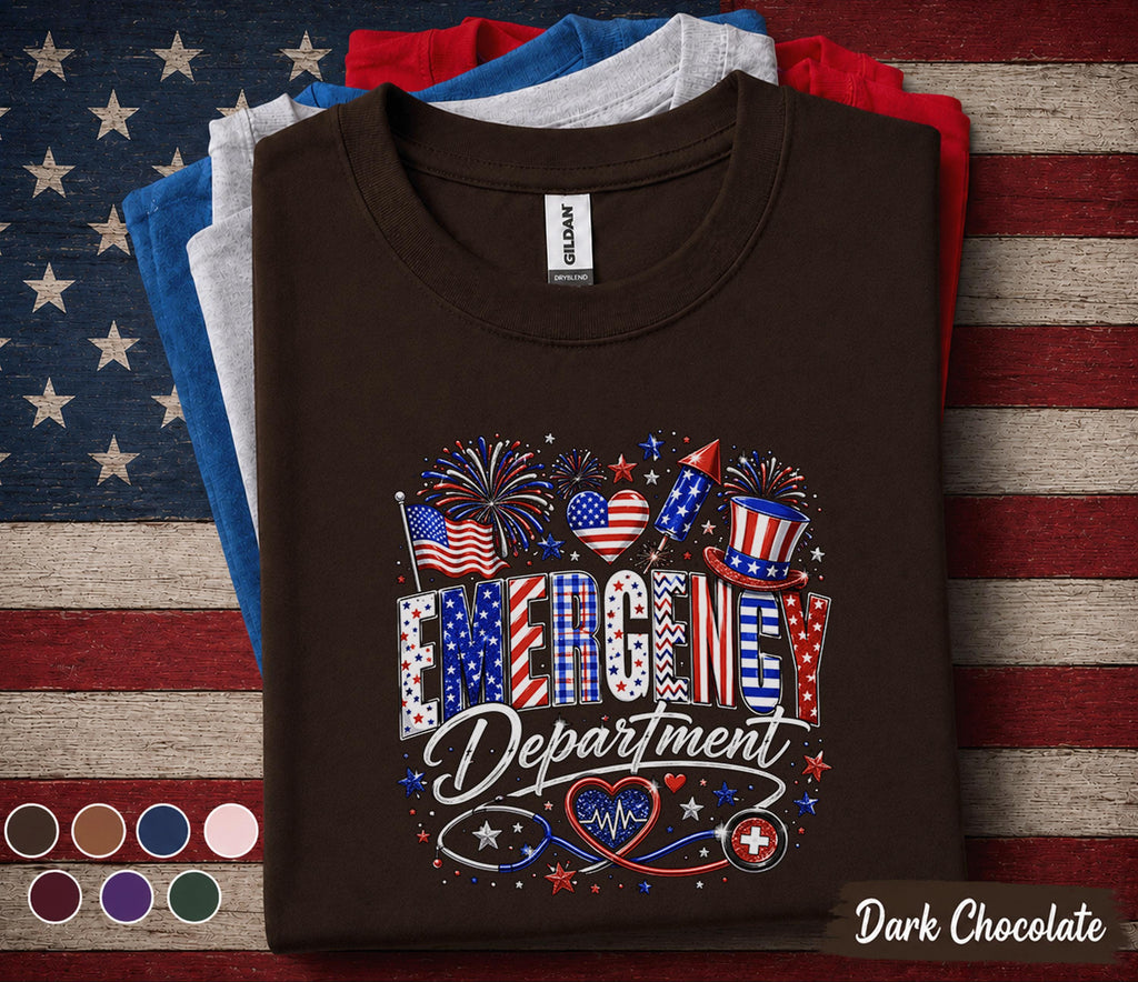 Emergency Department 4th Of July Shirt, Patriotic ER Nurse Tee American Healthcare Worker Gift, Independence Day Medical Shirt Forth of July