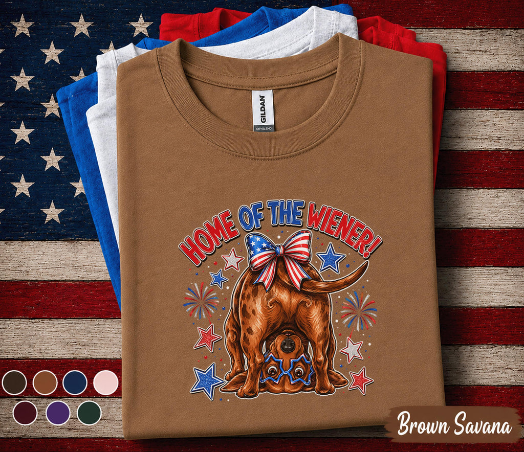 Home Of The Wiener Shirt, Funny Dachshund 4th Of July Tee, Patriotic Wiener Dog Shirt, Forth of July Dog Lover Gift, USA Puppy Top