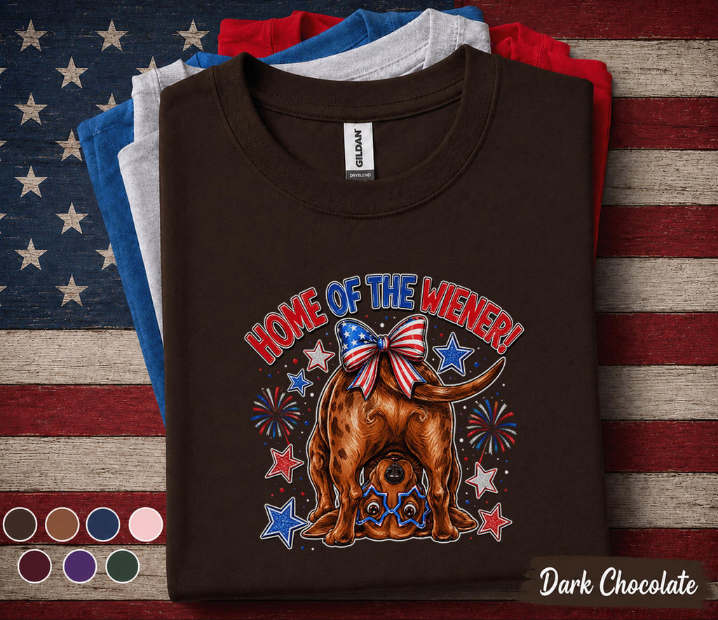 Home Of The Wiener Shirt, Funny Dachshund 4th Of July Tee, Patriotic Wiener Dog Shirt, Forth of July Dog Lover Gift, USA Puppy Top