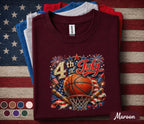 4th Of July Basketball Shirt, Patriotic Basketball Tee, USA Flag Sports Shirt, Forth of July Hoops Fan Gift, American Basketball Top