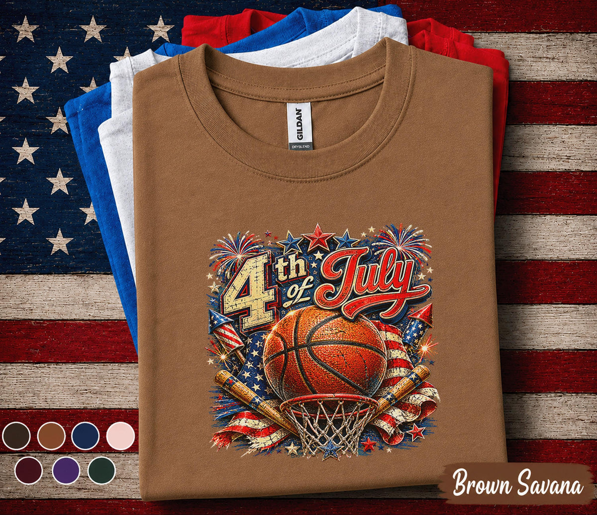 4th Of July Basketball Shirt, Patriotic Basketball Tee, USA Flag Sports Shirt, Forth of July Hoops Fan Gift, American Basketball Top