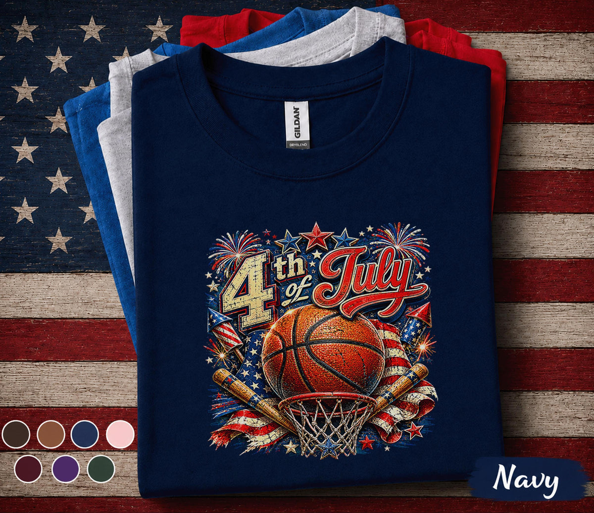 4th Of July Basketball Shirt, Patriotic Basketball Tee, USA Flag Sports Shirt, Forth of July Hoops Fan Gift, American Basketball Top