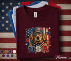 Patriotic Golden Retriever Shirt, USA Dog Lover 4th Of July Tee, American Flag Puppy Shirt, Independence Day Dog Mom Gift Forth of July