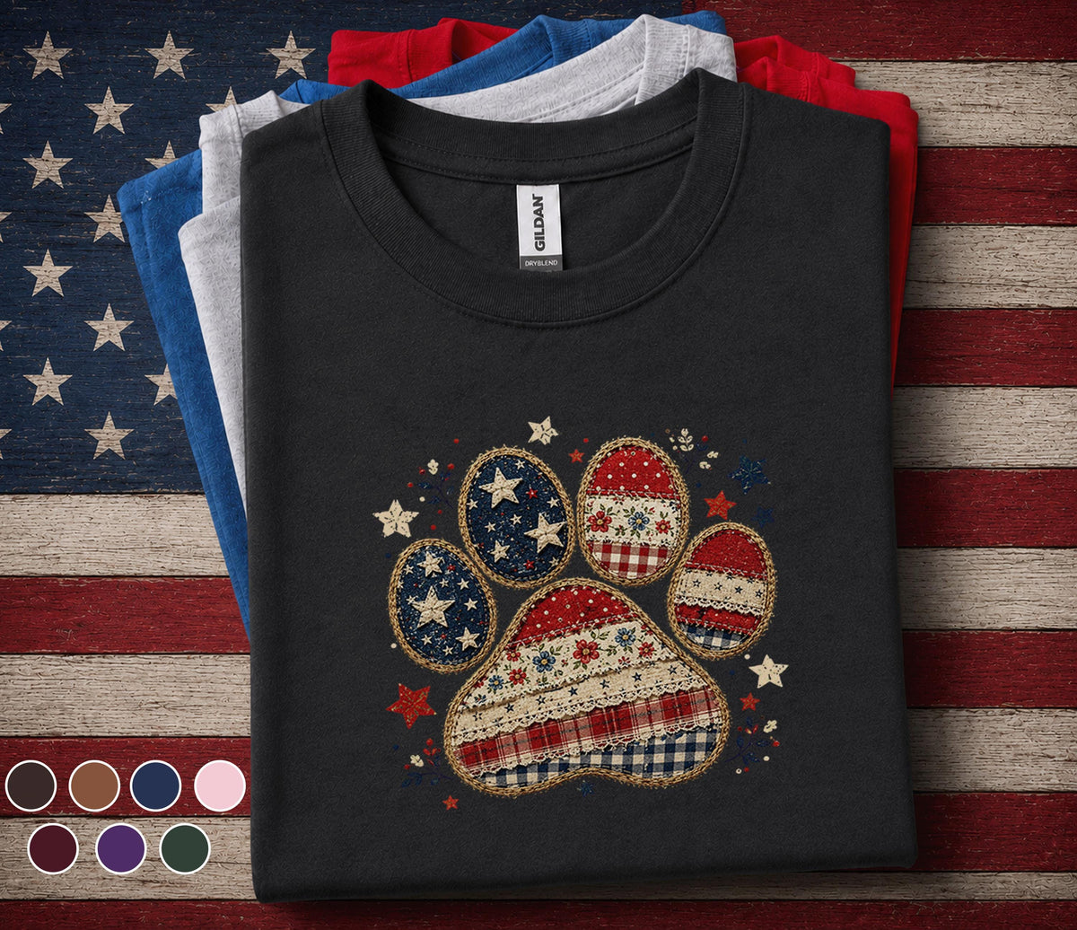 Patriotic Paw Print Shirt, 4th Of July Dog Lover Tee