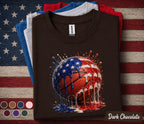 Patriotic Basketball Shirt 4th Of July Tee, USA Flag Basketball Lover Gift, American Sports Fan Shirt, Forth of July Hoops Top