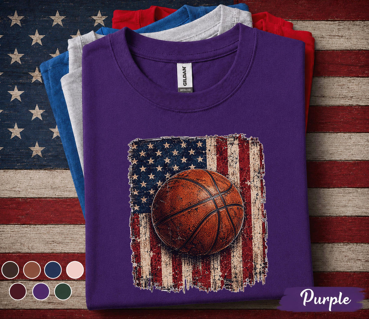 Patriotic Basketball Shirt, American Flag Basketball Tee, 4th Of July Basketball Player Shirt, USA Sports Fan Forth of July Gift
