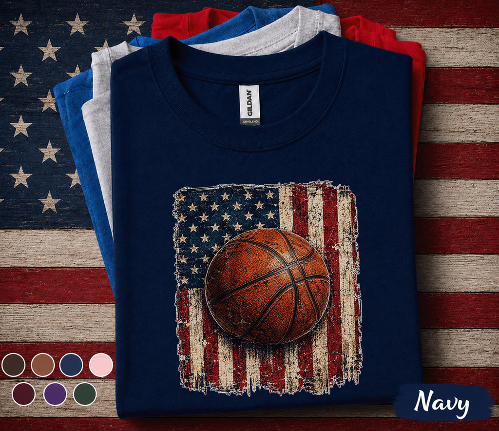 Patriotic Basketball Shirt, American Flag Basketball Tee, 4th Of July Basketball Player Shirt, USA Sports Fan Forth of July Gift