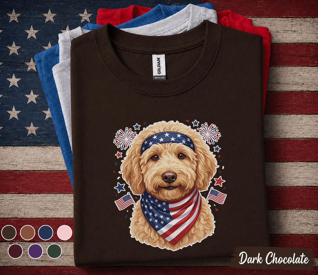Patriotic Goldendoodle Shirt, 4th Of July Dog Lover Tee, American Flag Doodle Dog Shirt, USA Puppy Mom Gift, Forth of July Pet Top