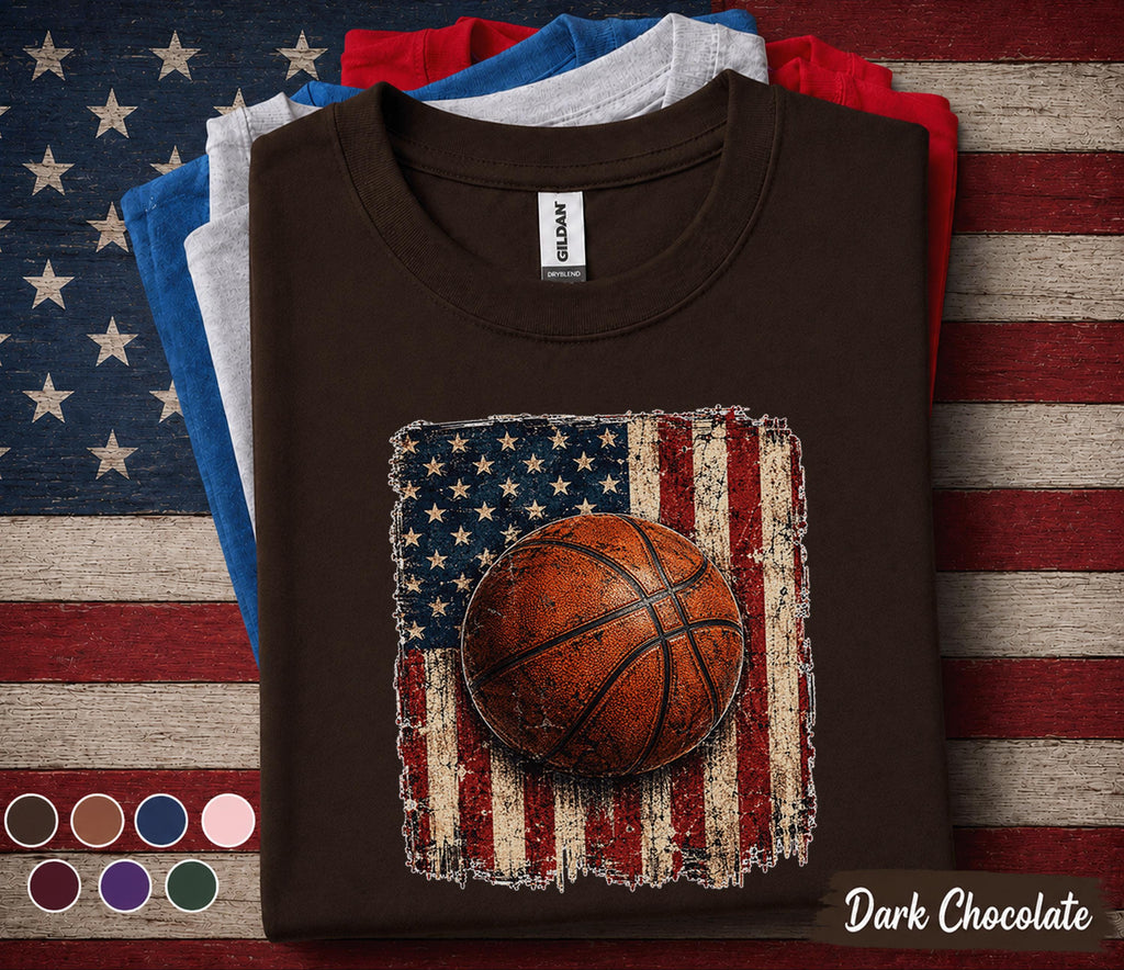 Patriotic Basketball Shirt, American Flag Basketball Tee, 4th Of July Basketball Player Shirt, USA Sports Fan Forth of July Gift
