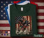 Uncle Sam Hockey Shirt, Patriotic Hockey Player Tee, American Flag Hockey Shirt, 4th Of July Sports Fan Independence Day Gift Forth of July