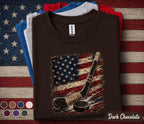 Patriotic Hockey Shirt, American Flag Hockey Tee, 4th Of July Hockey Player Shirt, USA Sports Fan Independence Day Gift Forth of July