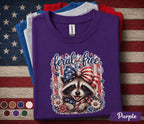 Feral But Free Raccoon Shirt Patriotic Raccoon Tee 4th Of July Animal Shirt American Bow Independence Day USA Freedom Gift Forth of July