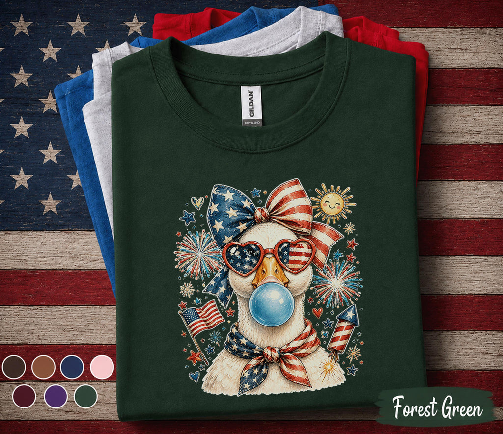 Patriotic Goose Shirt Funny 4th Of July Goose Tee American Flag Goose Shirt Independence Day Waterfowl Gift Red White Blue USA Forth of July