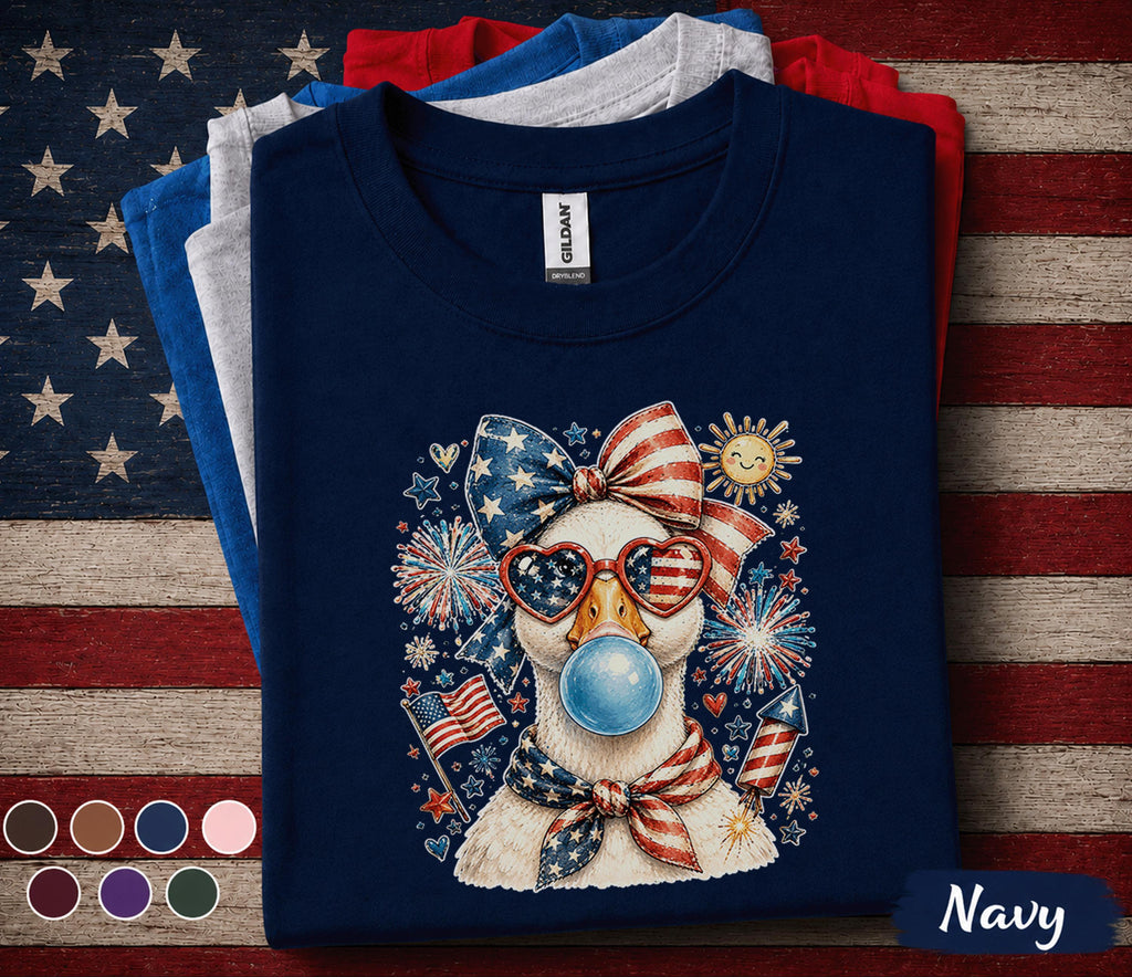 Patriotic Goose Shirt Funny 4th Of July Goose Tee American Flag Goose Shirt Independence Day Waterfowl Gift Red White Blue USA Forth of July