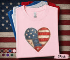 Patriotic Patchwork Heart Shirt Vintage American Flag Heart Tee 4th of July Shirt USA Independence Day Shirt Americana Gift Forth of July
