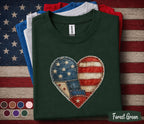 Patriotic Patchwork Heart Shirt Vintage American Flag Heart Tee 4th of July Shirt USA Independence Day Shirt Americana Gift Forth of July