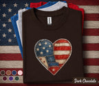 Patriotic Patchwork Heart Shirt Vintage American Flag Heart Tee 4th of July Shirt USA Independence Day Shirt Americana Gift Forth of July