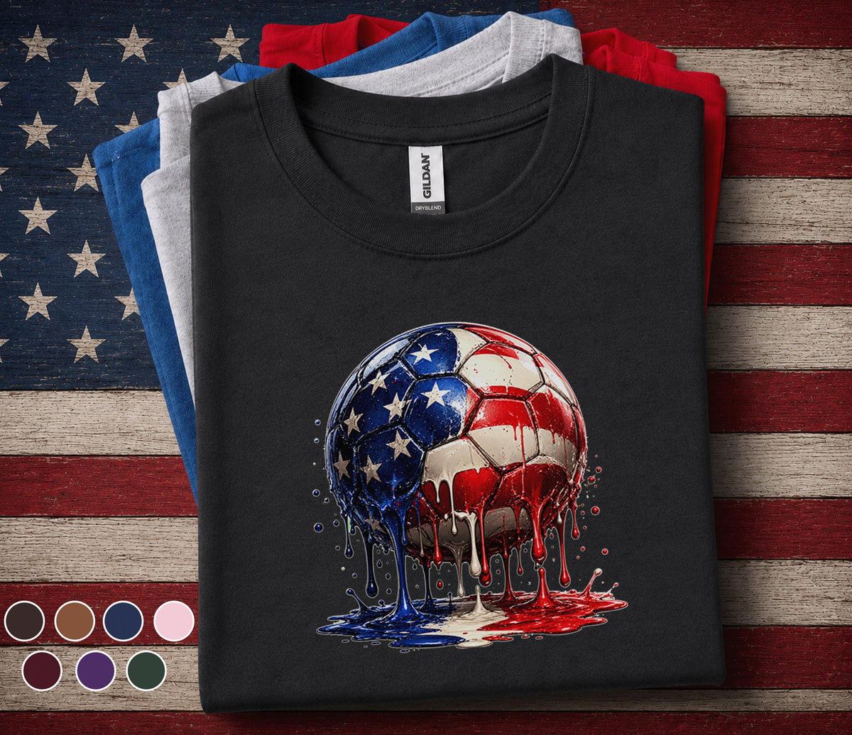 4th of July Soccer Shirt Kids Youth Boy, Patriotic Soccer Ball Tee