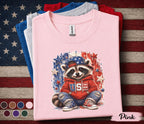 4th of July Raccoon Shirt, Patriotic USA Raccoon Tee, Cute American Flag Forth of July, Independence Day Party Shirt Gift for Kids Adults